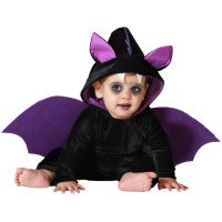 Fato de morcego preto e roxo para bebé