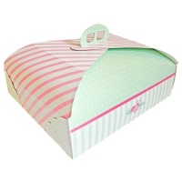 Caixa retangular para bolos de 38 x 30 x 10 cm com pega