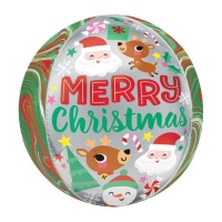 Balão orbz marmoreado divertido Merry Christmas de 38 x 40 cm - Anagram