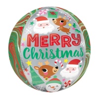Feliz Natal marmoreado orbz balão divertido 38 x 40 cm - Anagrama