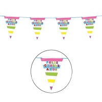 Faixa Happy Birthday com riscas coloridas - 4,00 m