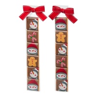 Chocolates de Natal boneco de neve numa caixa de 6 chocolates sortidos - 1 unid.