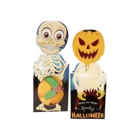 Saco com silhueta de esqueleto e abóbora de Halloween com marshmallows e gomas sortidos de 48 gr.