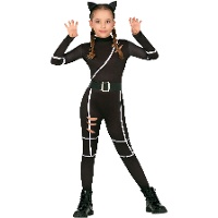 Fantasia de gato preto sinistro para menina