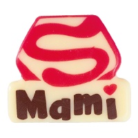 Placa de chocolate branco Super Mami de 3,7 x 3,2 cm - 84 unidades