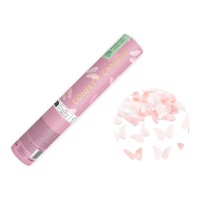 Canhão de confete de borboletas brancas e rosas de 20 cm