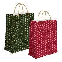 Sacola para presentes de 14 x 11,5 x 6,7 cm com estrelas natalinas - 1 unidade