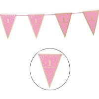 Estandarte do primeiro aniversário cor-de-rosa - 4,00 m