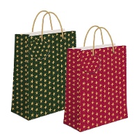 Saco de presente de 32 x 26 x 10 cm com estrelas natalinas - 1 unidade