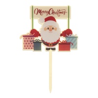 Topo de bolo Pai Natal com prendas 16,5 x 10 cm - Dekora