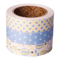 Fitas adesivas de algodão amarelo e azul 3 m - 3 unidades