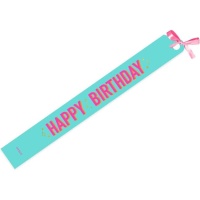 Faixa Happy Birthday cor de menta flúor 150 x 10 cm
