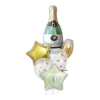 Balão de garrafa Cava dourado e verde - 6 unidades