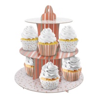 Suporte para cupcakes com bolinhas e riscas 36 x 36 cm - 1 unid.