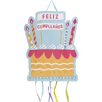 Piñata em forma de bolo de aniversário - 49 x 40 cm