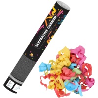 Canhão de confettis com serpentinas coloridas de 40 cm