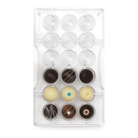 Molde de esferas perfuradas para chocolate 20 x 12 cm - Decora - 18 cavidades