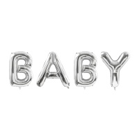 Letras balão Prata bebé 262 x 86 cm - PartyDeco