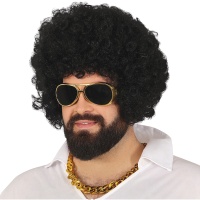 Peruca afro negra de cantor