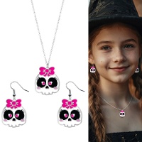 Conjunto de brincos e colar de caveiras