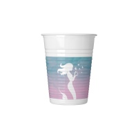 Copos de plástico de Sereia do mar de 200 ml - 8 unidades
