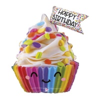Balão Cupcake Feliz Aniversário 58 x 71 cm - Grabo