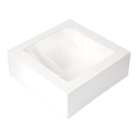 Caixa para bolos branca com janela 33 x 33 x 9,5 cm
