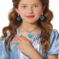 Conjunto de jóias Princesa coração azul
