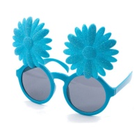 Óculos de sol com flor azul