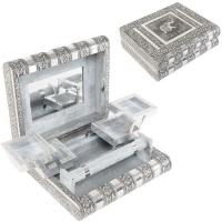 Caixa de jóias com compartimentos de relojoeiro banhados a prata