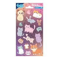 Adesivos Coloridos de Gatos - 1 Folha
