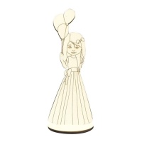 Figura de madeira de uma menina da comunhão com balões 28 x 10,5 cm - Artis decor
