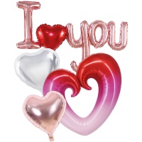 Buquê de balões de São Valentim de corações 