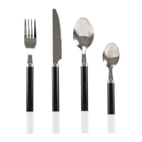 Conjunto de talheres bicolor preto e branco - 24 unid.