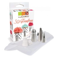 Kit de sacos de pasteleiro descartáveis com bicos de aço e adaptador - Scrapcooking - 7 unid.