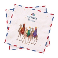 Guardanapos Três Reis Magos azuis 16,5 x 16,5 cm - 20 unidades