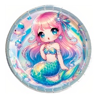 Pratos de Sereia Kawaii Iridescentes de 18 cm - 8 unidades