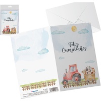 Cartão de aniversário de quinta em aguarela para crianças