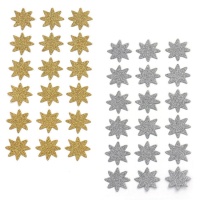 Autocolantes em forma de estrela de 8 pontas com purpurina 2 cm - 18 peças