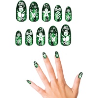 Unhas postiças verdes de Natal