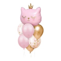 Pink cat bouquet - 7 peças