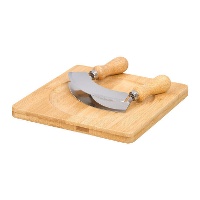 Tábua de bambu 20 x 20 cm com cortador de lâmina dupla para legumes