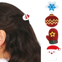Presilhas para cabelo natalinas sortidas de 2,5 cm - 5 unidades