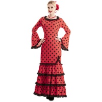 Fato de Sevilhana vermelha com bolinhas pretas para mulher