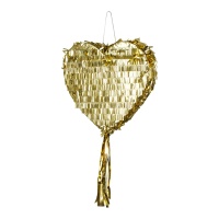 Piñata 3D de coração dourado de 36 x 32 x 10 cm