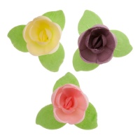 Folha de hóstia de flores coloridas de 4 cm - Dekora - 75 unidades