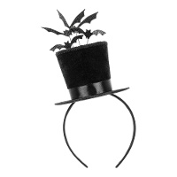 Tiara mini cartola com morcegos