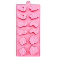 Molde de silicone para figuras de Natal 21 x 10 cm - Happy Sprinkles - 12 cavidades