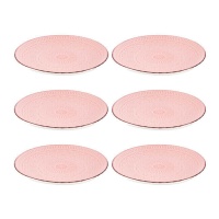 Prato de grés mandala rosa de 27 cm - Vessia - 6 unidades