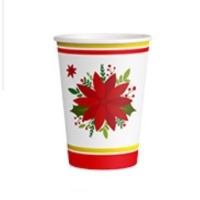 Copos com flores de Natal 270 cc - 6 unid.